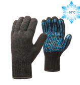 Двойные полушерстяные перчатки (30% шерсть + 70% акрил) с ПВХ «Протектор», 7.5 класс, черные